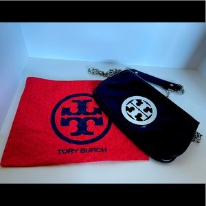 Tory Burch Black Leather Reva Logo Crossbody Bag